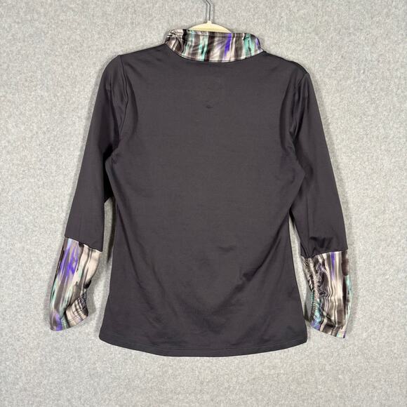 Marika Tek Top Medium Purple 1/4 Zip Base Layer Fleece Abstract Thumb Hole Artsy - Picture 8 of 11